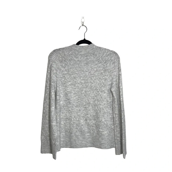 LOFT Light Gray Cozy Plush Bell Sleeve Mock Neck Pullover Sweater Medium Women’s - Picture 5 of 10